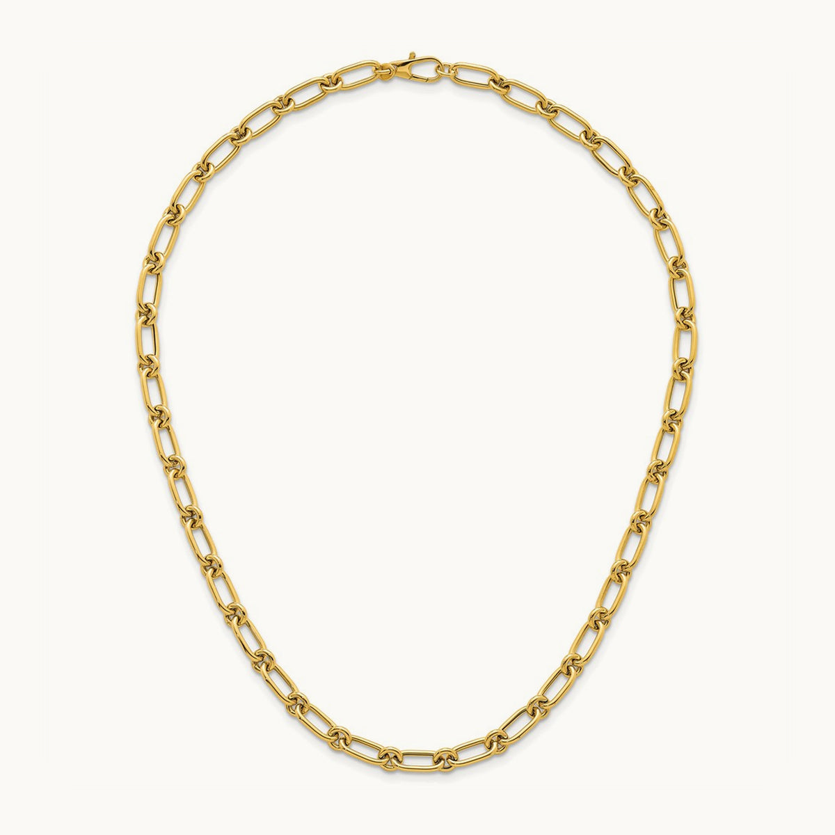 Polished Oval and Circle Link 18in Necklace, 14K
