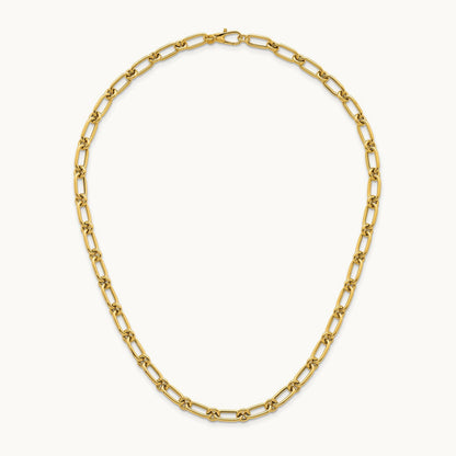 Polished Oval and Circle Link 18in Necklace, 14K