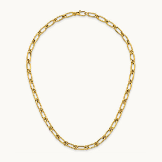 Polished Oval and Circle Link 18in Necklace, 14K