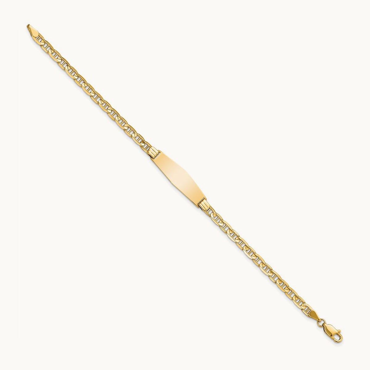 Soft Diamond Shape Anchor Link ID Bracelet, 14K