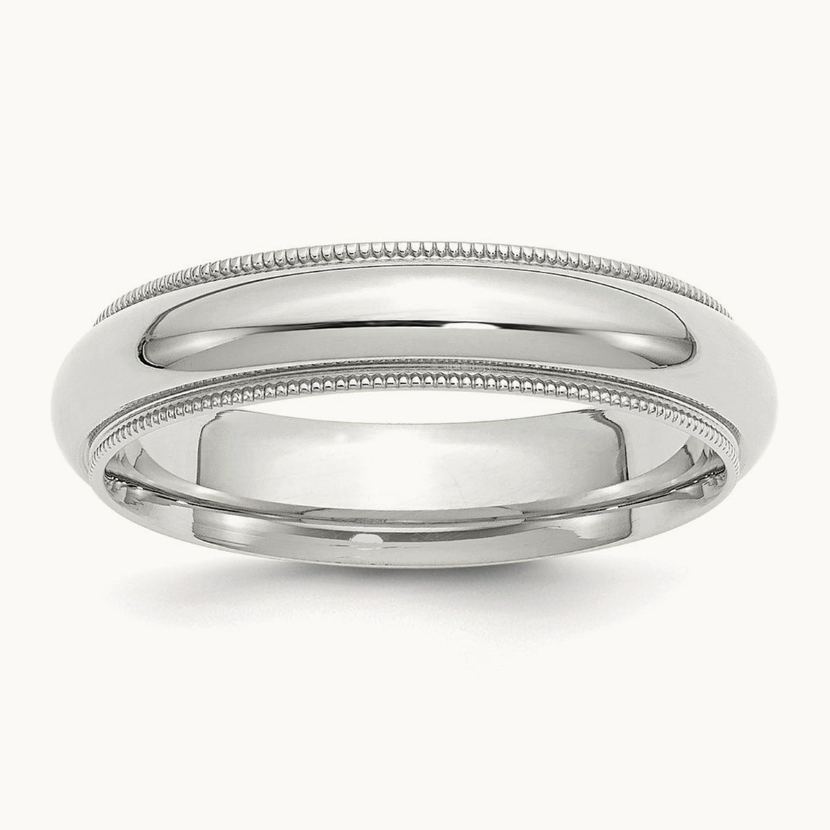 Milgrain Comfort Fit Band, 5mm, 10K White Gold