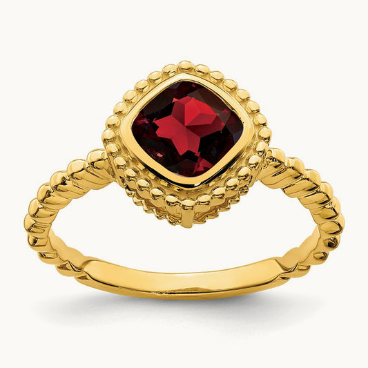 Cushion Garnet Ring, 14K