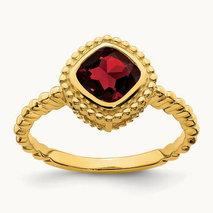 Cushion Garnet Ring, 14K