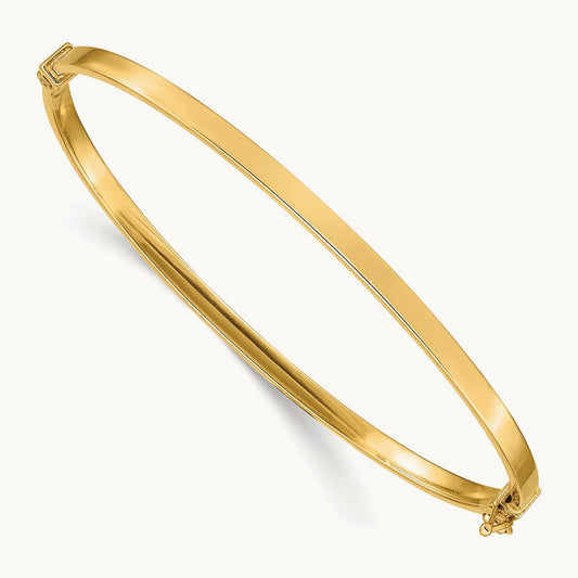 Polished Hinged Bangle Bracelet — 14K Yellow Gold