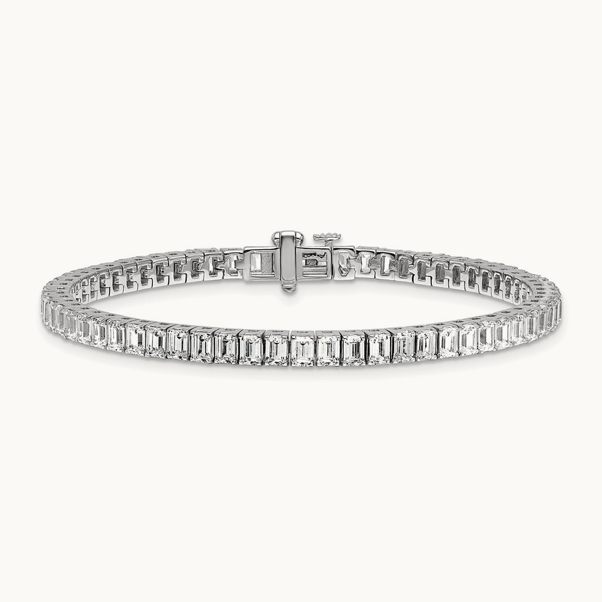 Emerald Bezel Tennis Bracelet, 10.00 ct tw Lab-Grown Diamond — 14K White Gold