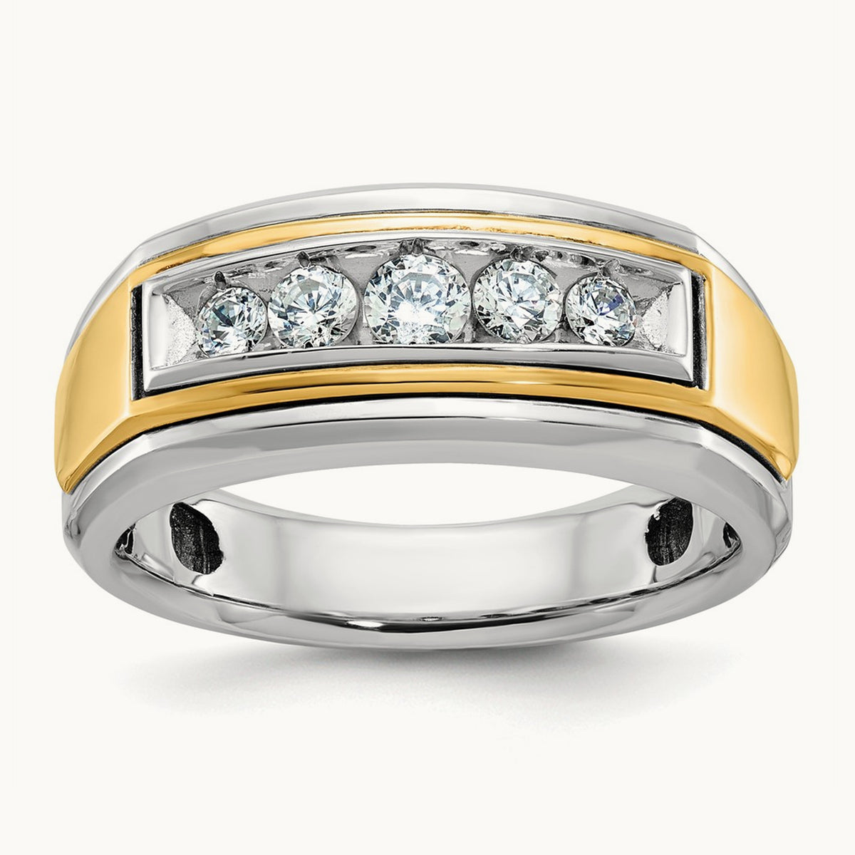 IBGoodman Men's Polished 5-Stone Diamond Ring, 14K Two-tone