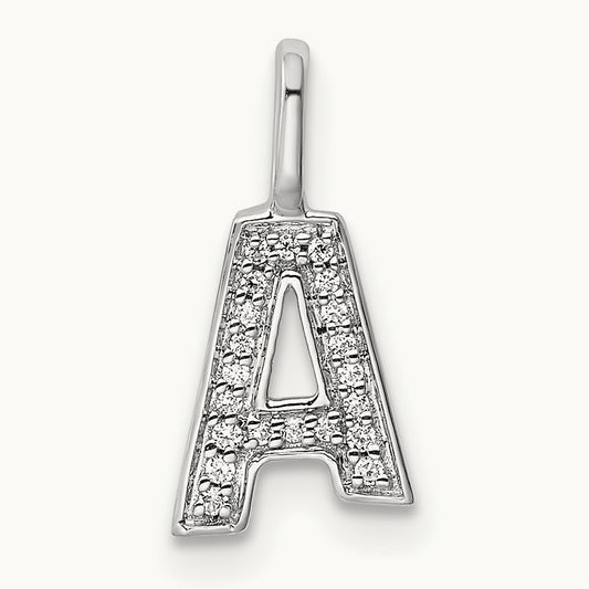 Diamond Letter A Initial Pendant, 14K White Gold