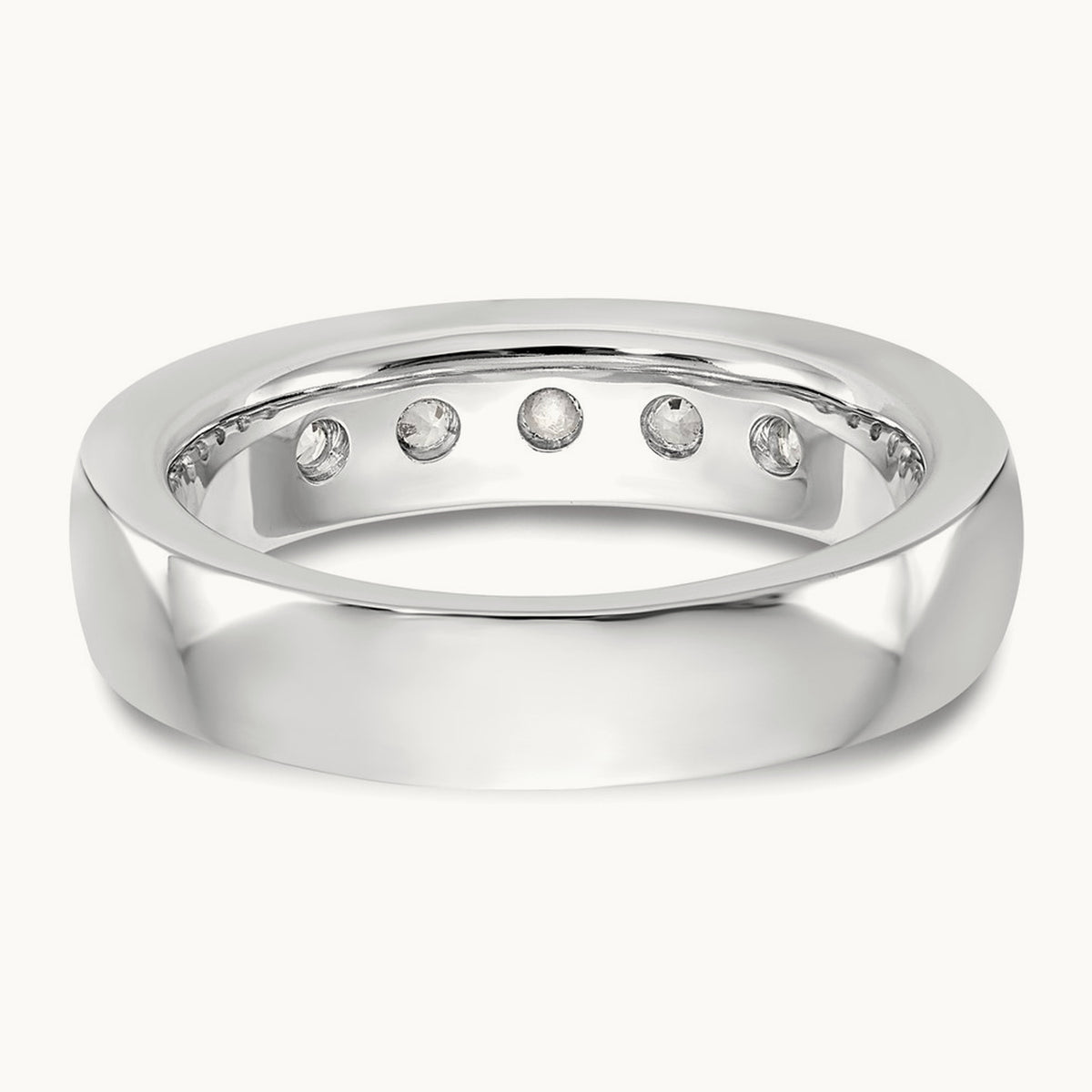 5-Stone Diamond Channel Band, 14K White Gold