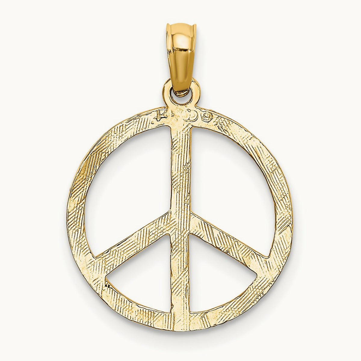 Textured Peace Sign Pendant, 14K
