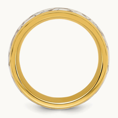 Polished Yellow IP w/Ceramic Fragments Inlay Band, 8mm, Stainless Steel