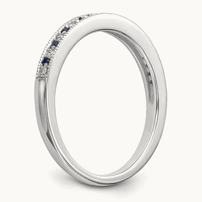 Diamond w/Sapphire Band, 14K White Gold