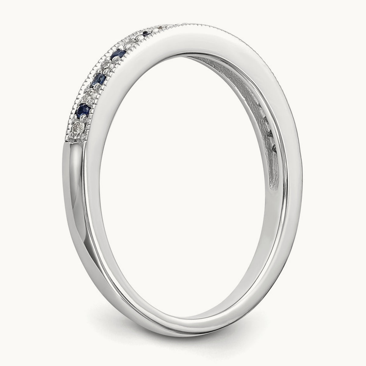 Diamond w/Sapphire Band, 14K White Gold