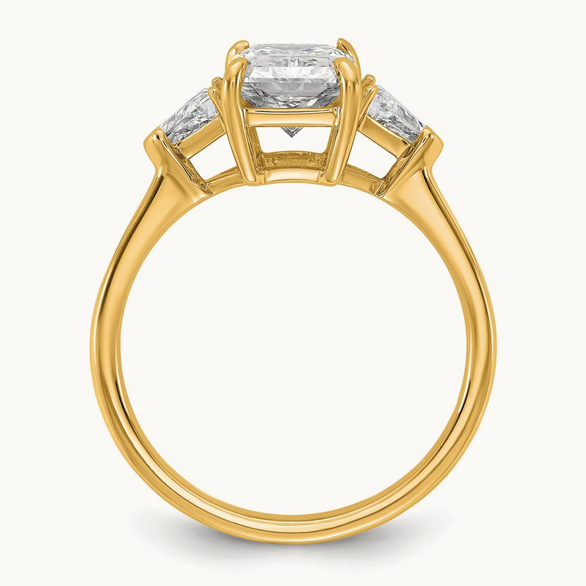 Radiant & Triangle Engagement Ring, 1.25-3.50 ct tw Lab-Grown Diamond — 2 1/2 ct, 14K Yellow Gold