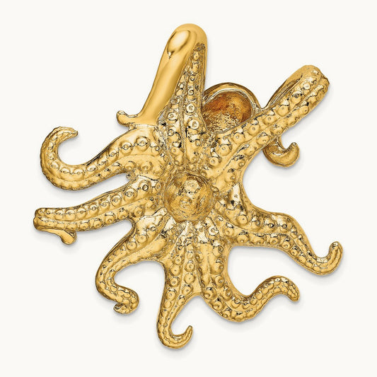 Polished and Textured Octopus Slide, 14K