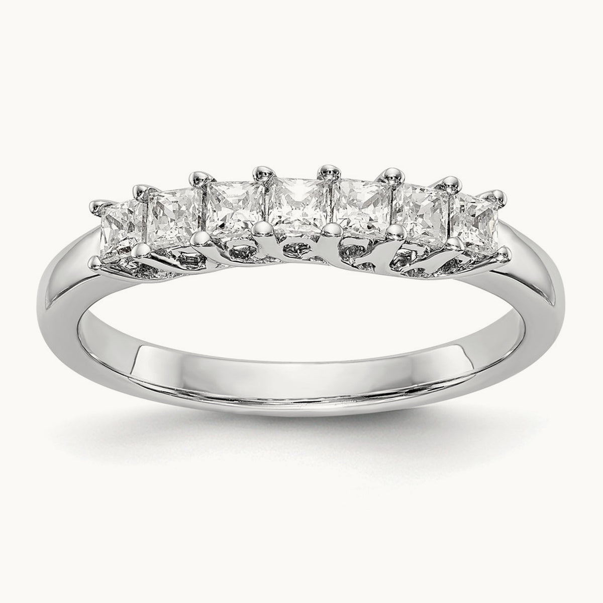 7-Stone Diamond Band, 14K White Gold