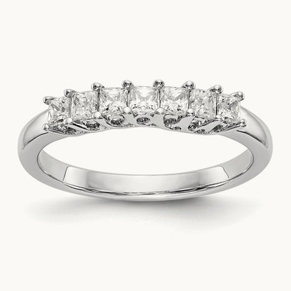7-Stone Diamond Band, 14K White Gold