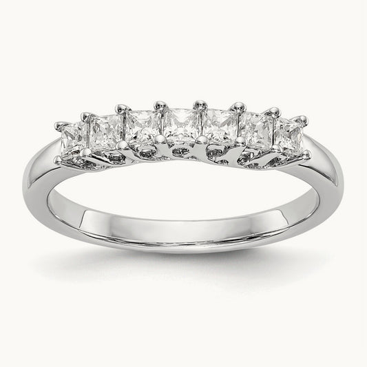 7-Stone Diamond Band, 14K White Gold