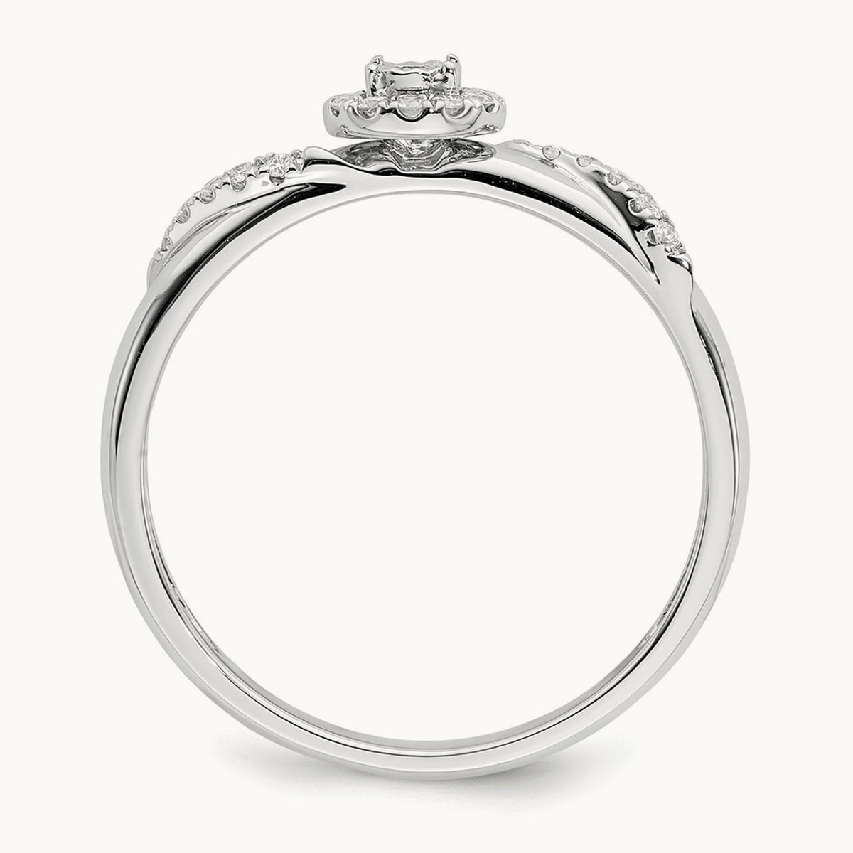 Complete Diamond Trio Engagement Ring, 14K White Gold