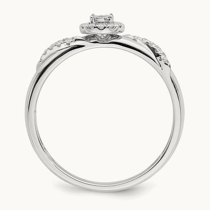 Complete Diamond Trio Engagement Ring, 14K White Gold