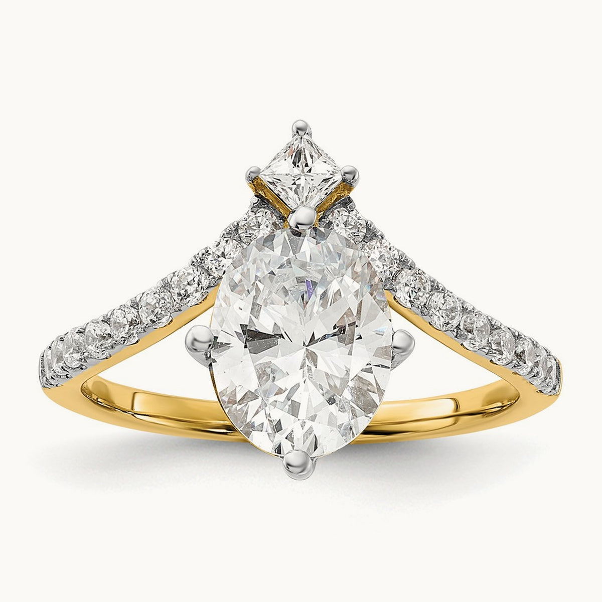 Asymmetric Oval Semi-Mount Engagement. Ring, 0.50 ct tw