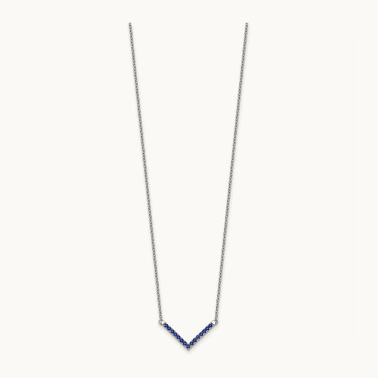 Sapphire 18in. V-Necklace, 14K White Gold