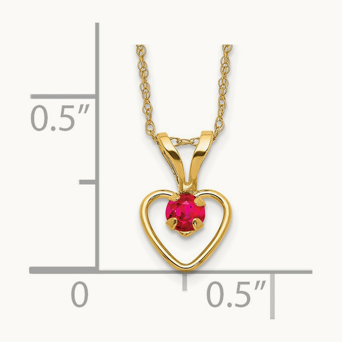 Madi K Ruby Heart Birthstone Necklace, 3mm, 14K