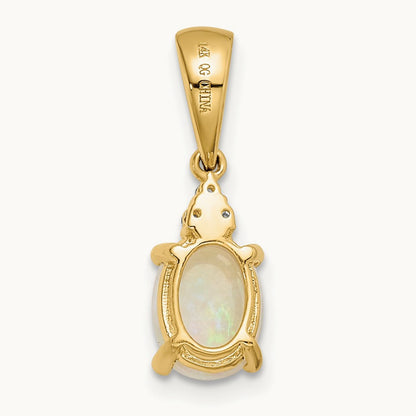 Austrian Opal and Diamond Pendant, 14K