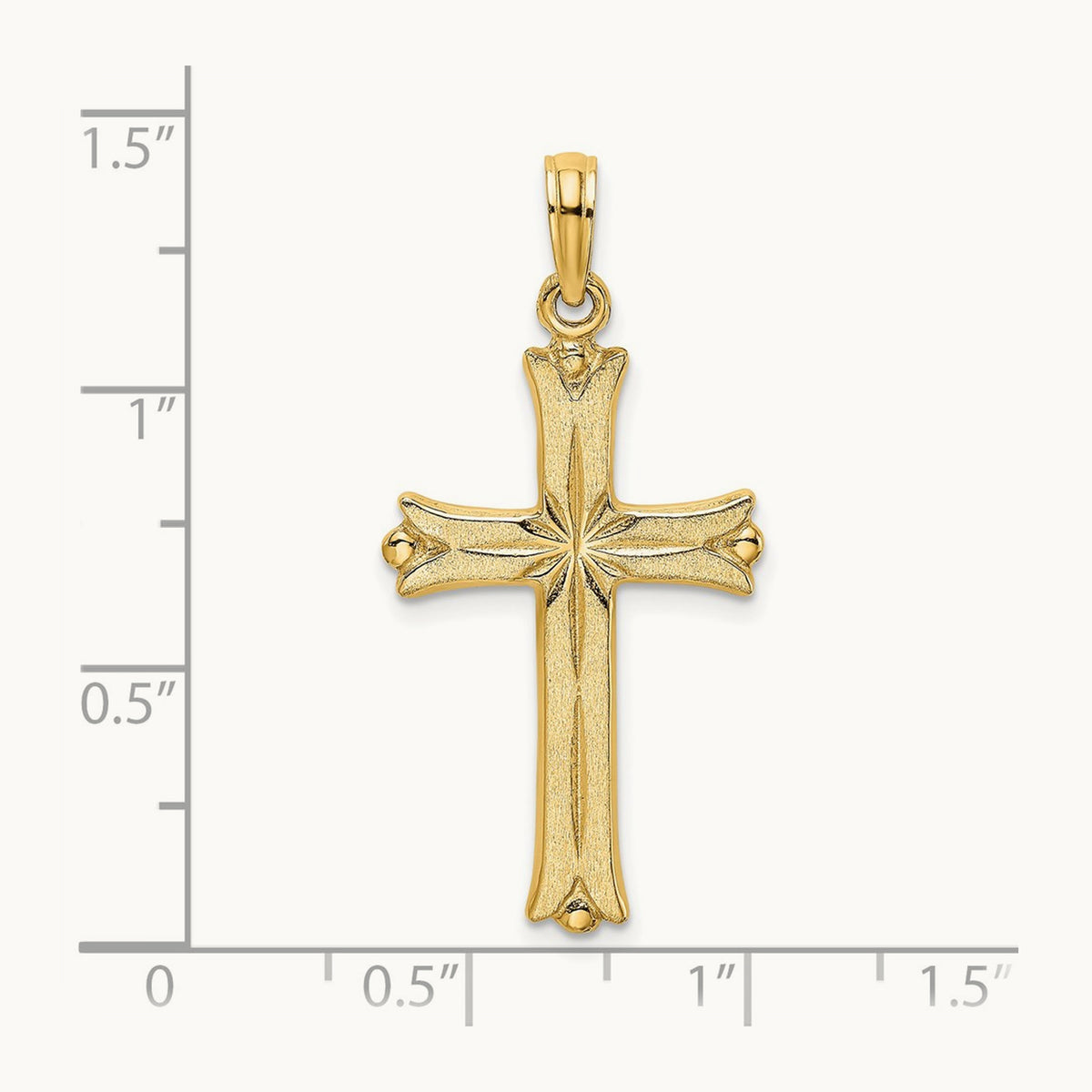 Cross W/Starburst Center Charm — 14K Yellow Gold