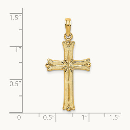 Cross W/Starburst Center Charm — 14K Yellow Gold