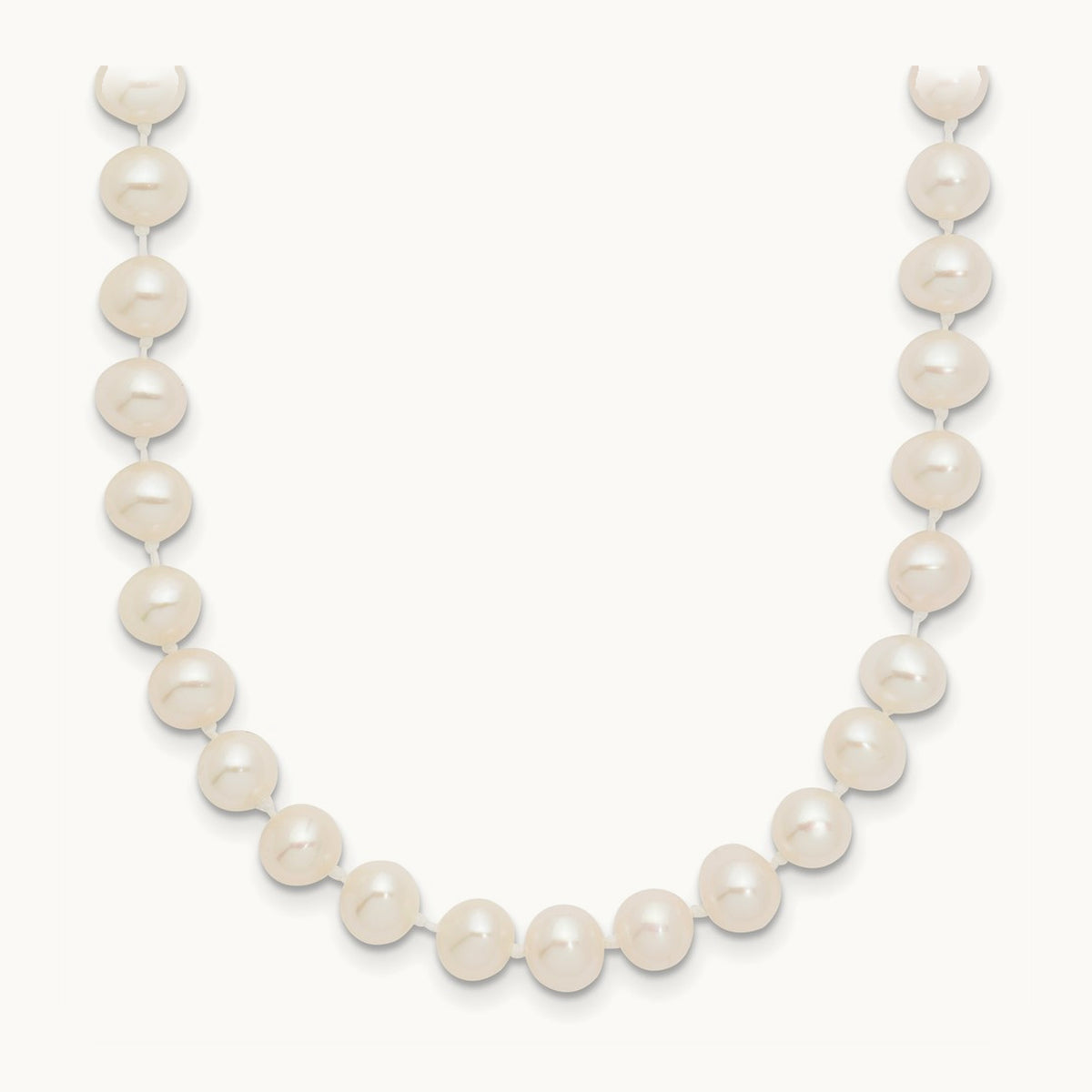 WG 5- White Near Round Freshwater Cultured Pearl Necklace, 14K