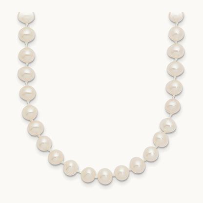 WG 5- White Near Round Freshwater Cultured Pearl Necklace, 14K
