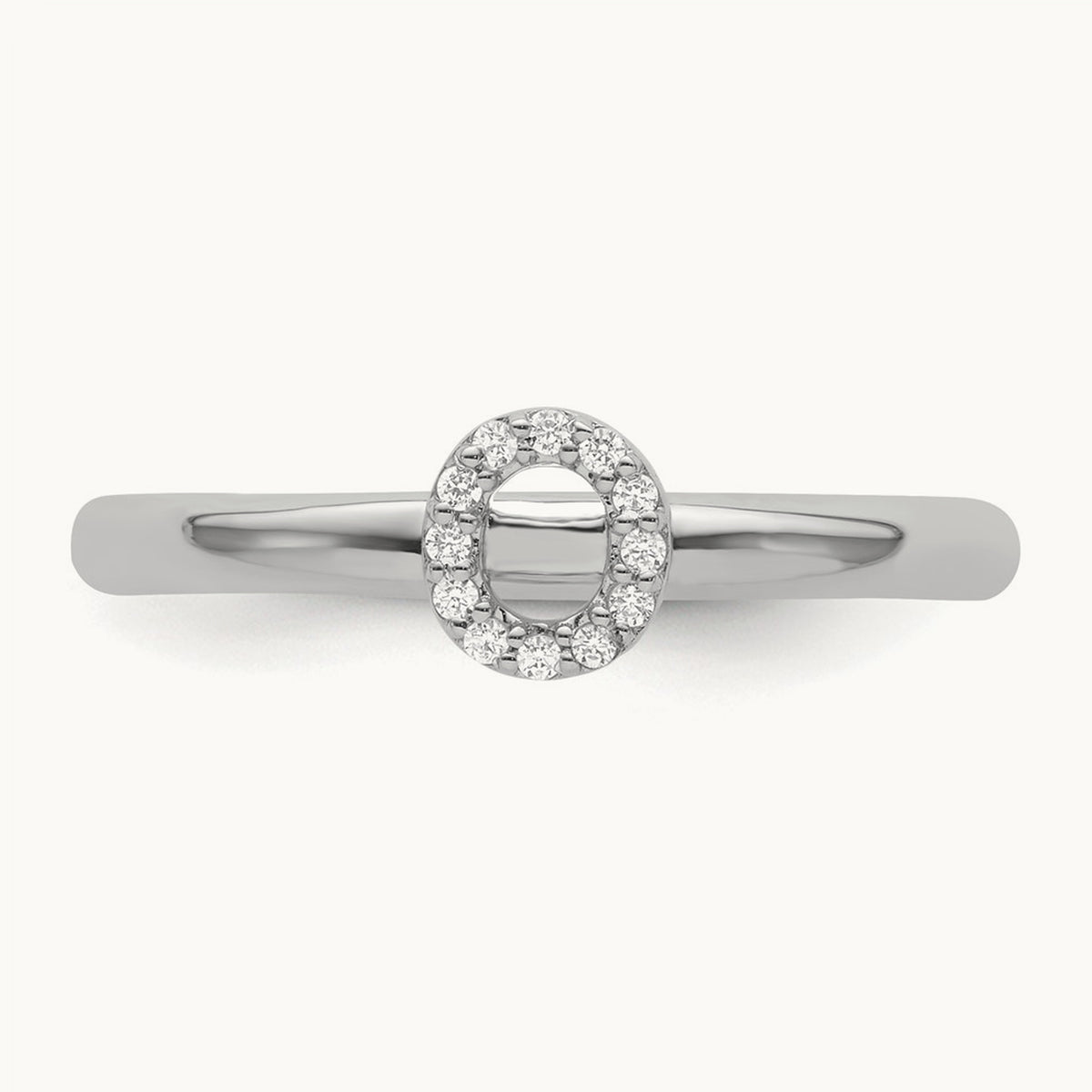 Stackable Diamond Ring — 14K White Gold, O