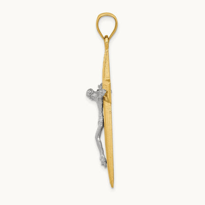 Diamond-cut Latin Crucifix Pendant, 14K Two-tone