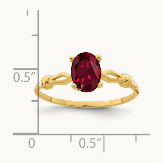 7x5mm Oval Created Ruby ring, 14K
