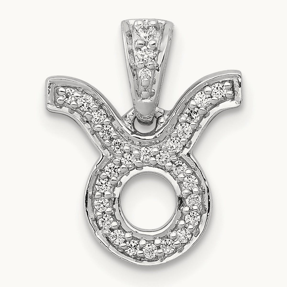 Diamond Taurus Zodiac Pendant, 14K White Gold