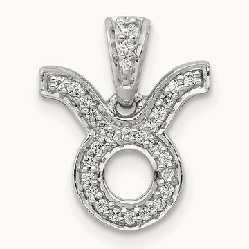 Diamond Taurus Zodiac Pendant, 14K White Gold