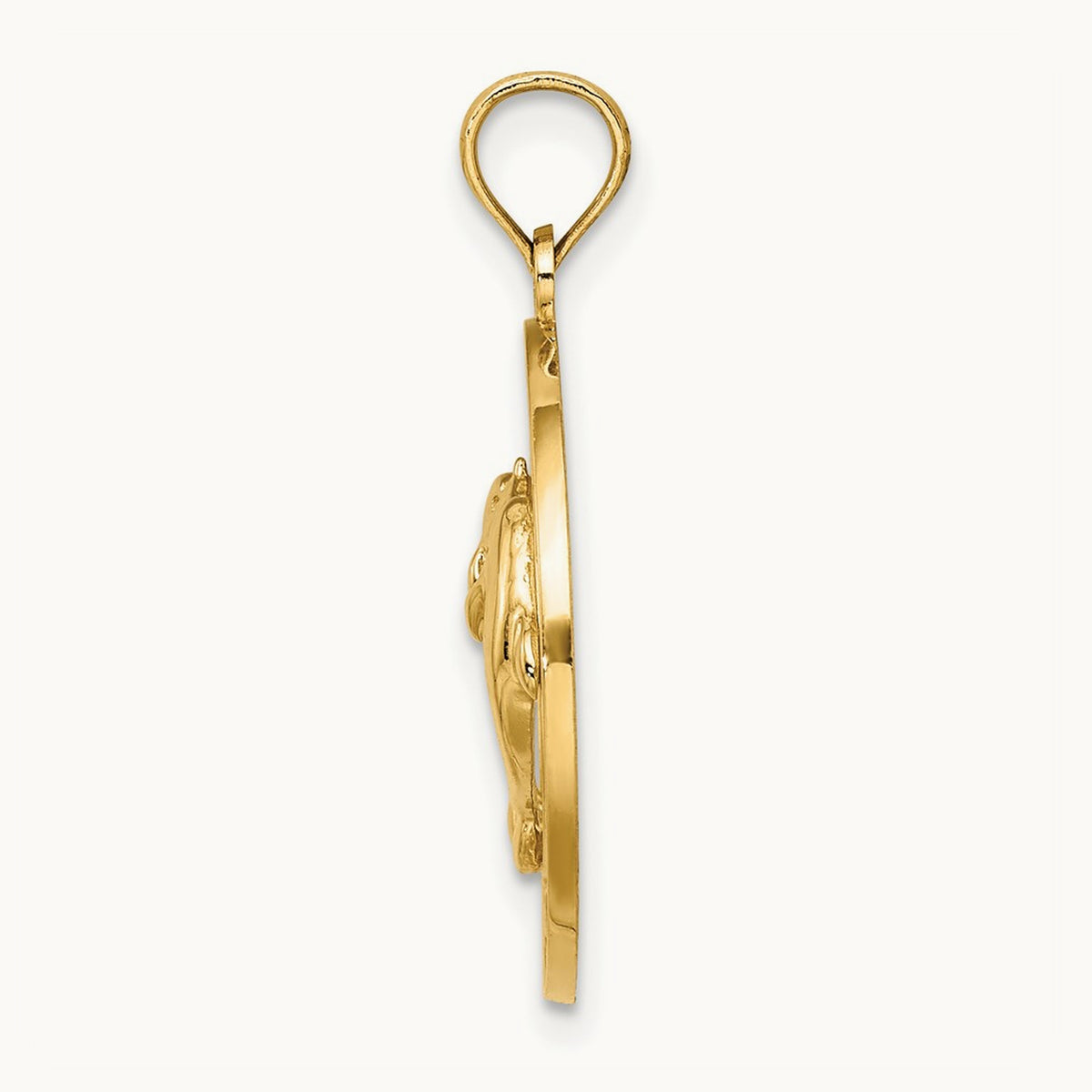 FLORIDA w/Dolphins Circle Charm, 14K