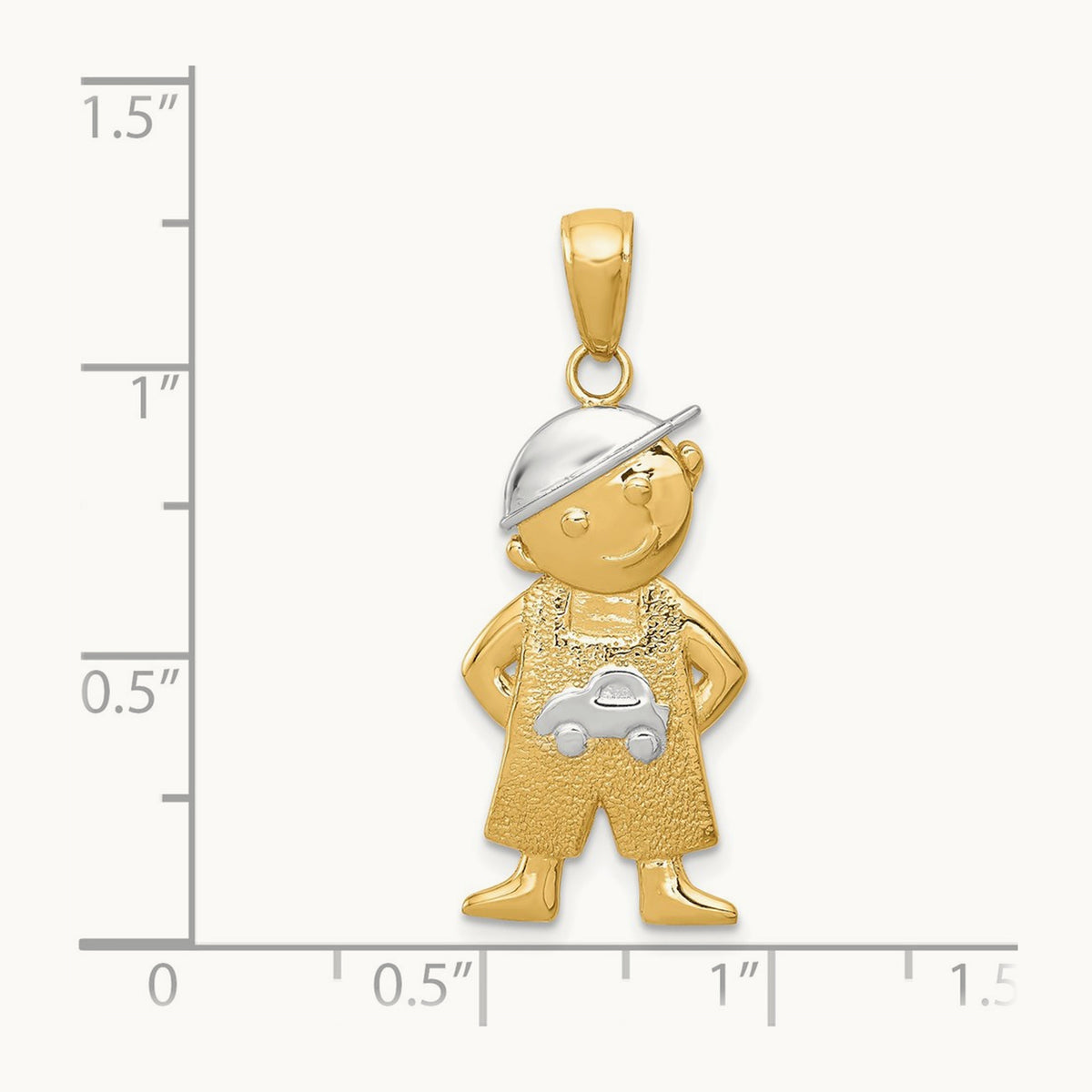 Boy w/Hands in Pockets Pendant, 14K with Rhodium
