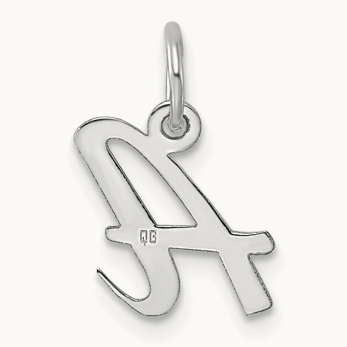 Small Script Letter A Initial Charm, 14K White Gold