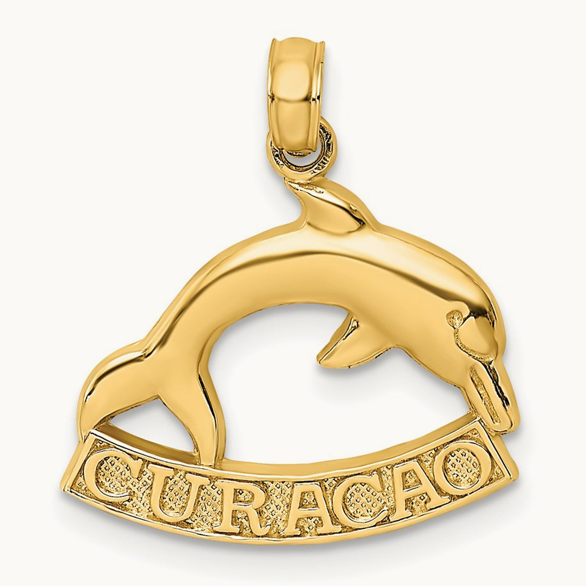 2-D CURACAO Under Polished Dolphin Charm, 14K