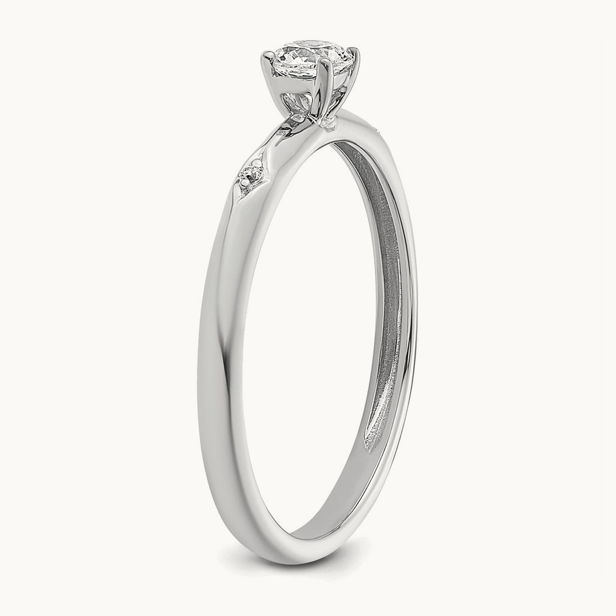 Polished Complete Diamond Promise Ring — 14K White Gold