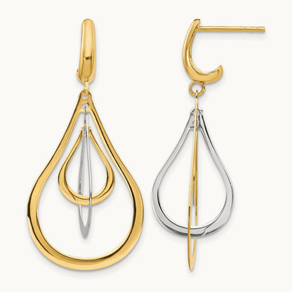 Polished Post Dangle Earrings, 14K Two-tone — Leslie's