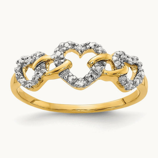 Diamond Triple Heart Ring, 14K