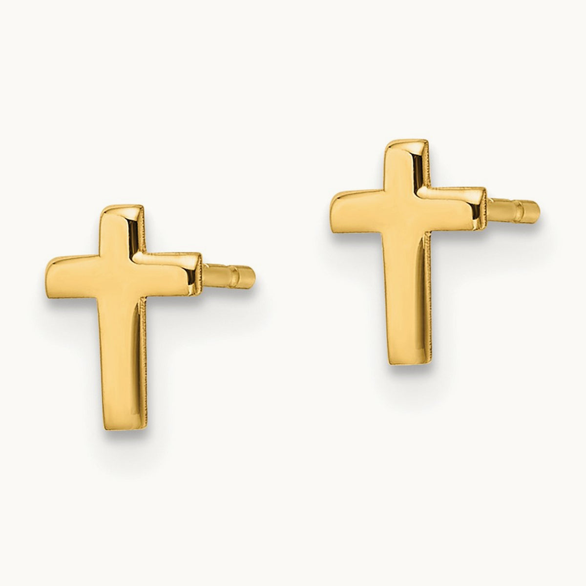 Polished Cross Post Earrings, 14K