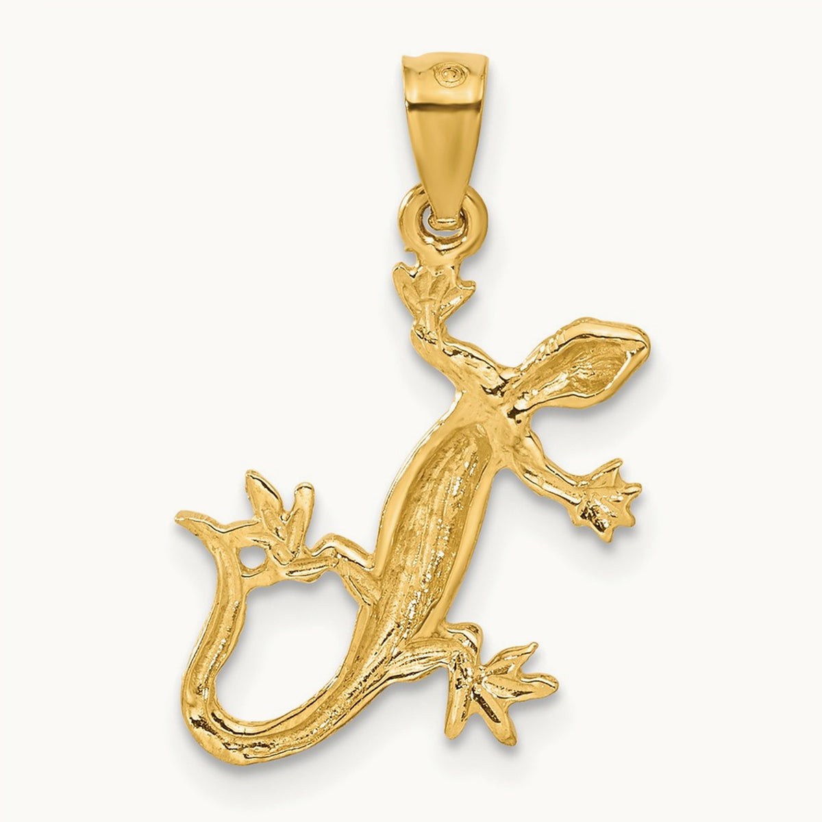 Diamond-Cut Lizard Pendant, 14K