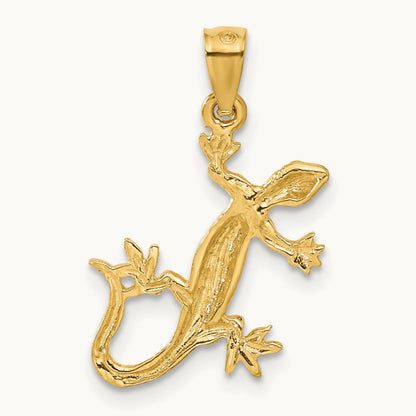 Diamond-Cut Lizard Pendant, 14K