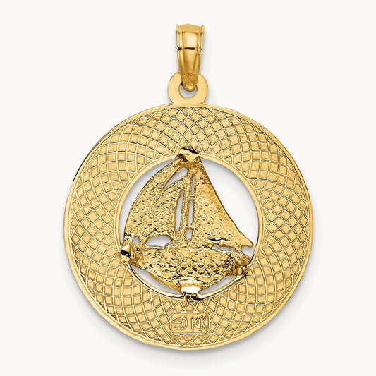 SANIBEL w/Sailboat Circle Charm, 14K