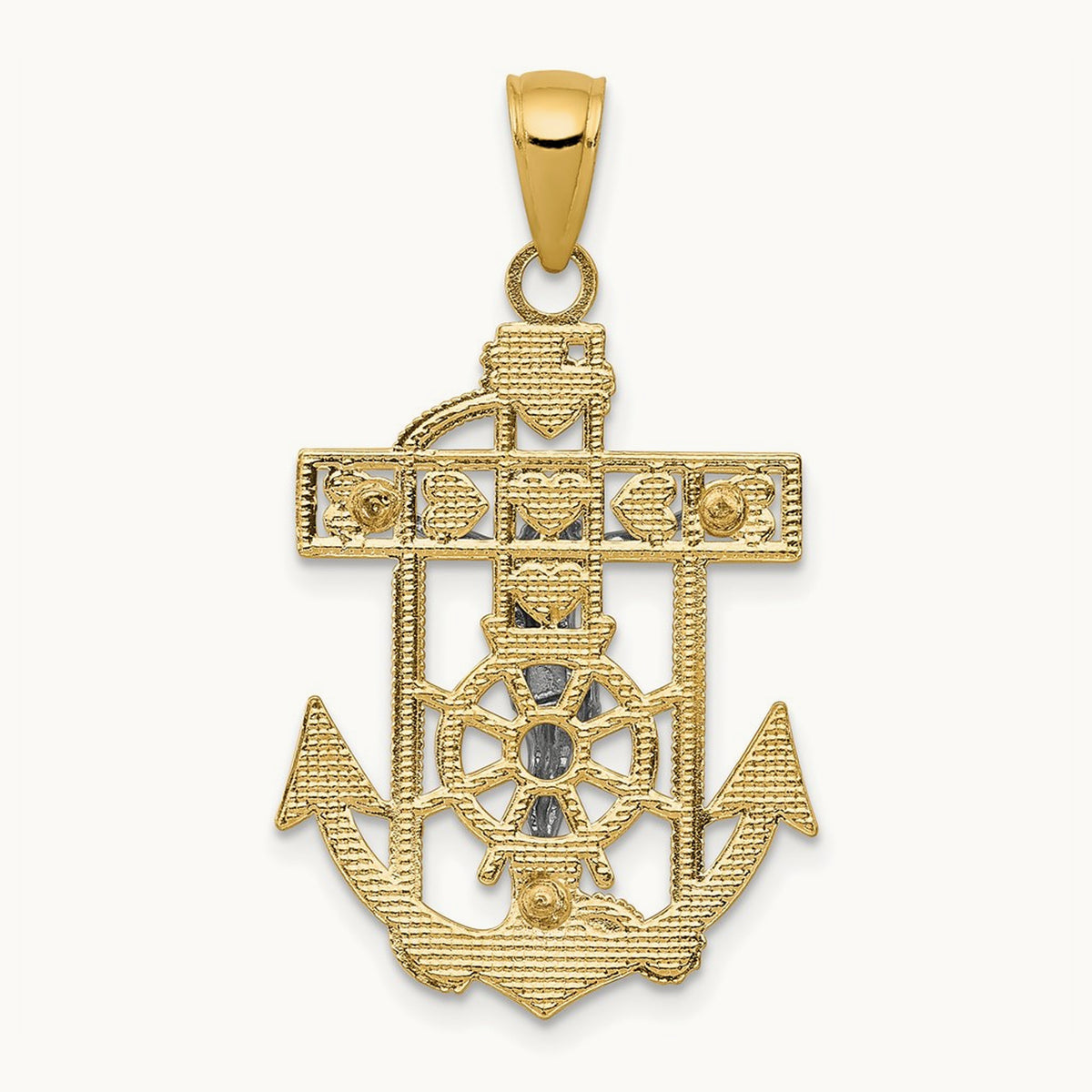 Mariner's Crucifix Pendant — 14K Two-Tone Gold, 33mm
