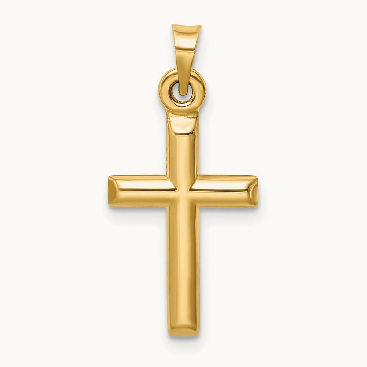 Hollow Diamond-cut Cross Pendant, 14K