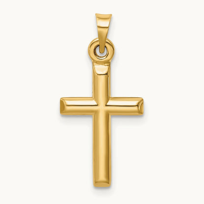 Hollow Diamond-cut Cross Pendant, 14K